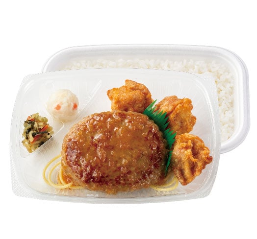 新・和風オニオンソースハンバーグ&から揚弁当