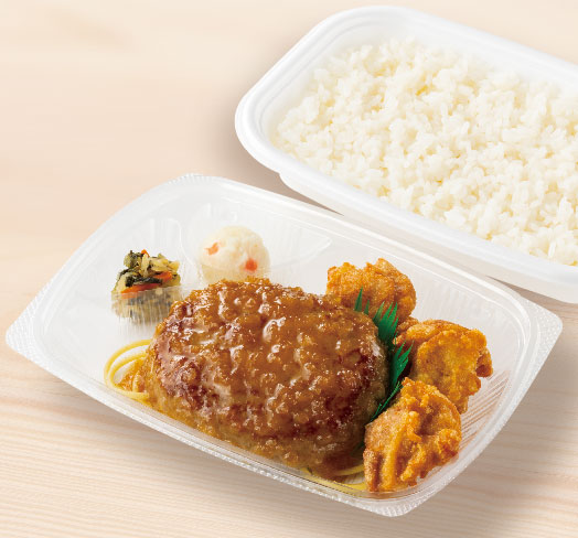 和風オニオンソースハンバーグ＆から揚弁当