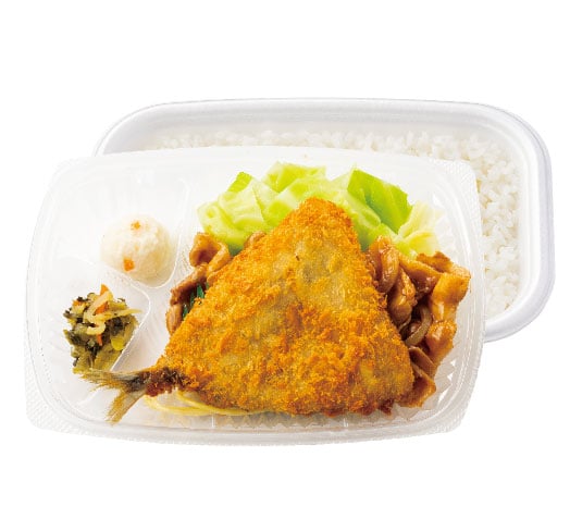 アジフライ＆しょうが焼き弁当