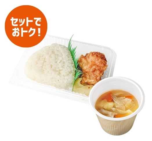 手作り塩むすび から揚・豚汁セット(塩むすび1コ)