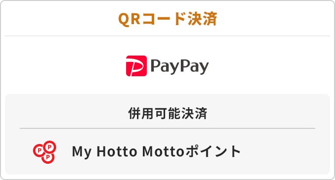 QRコード決済 PayPay 併用可能決済 My Hotto Mottoポイント