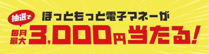 ほっともっと電子マネーが抽選で毎月最大3,000円当たる!